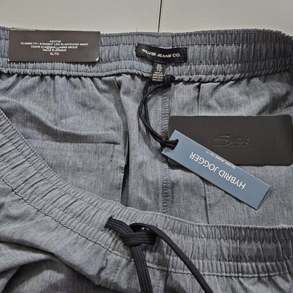 Silver Jeans Ashton Joggers Mens XL Gray Drawstrings Pockets Logo Stretch Active - Picture 9 of 14